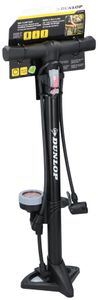 Dunlop Staande Fietspomp - Analoge Drukmeter - Dubbele Ventielkop - Zwart