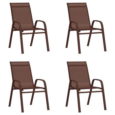 Tuinstoelen stapelbaar 4 st textileen stof bruin