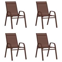 Tuinstoelen stapelbaar 4 st textileen stof bruin