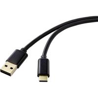 Renkforce RF-4547682 USB-kabel USB 2.0 USB-A stekker, USB-C stekker 1.80 m Zwart Stekker past op beide manieren