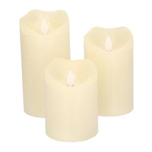 Set van 3x Creme witte LED kaarsen/stompkaarsen