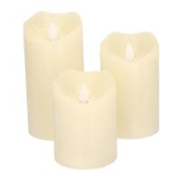 Set van 3x Creme witte LED kaarsen/stompkaarsen