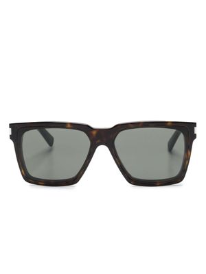 Saint Laurent Eyewear lunettes de soleil à effet écailles de tortue - Marron