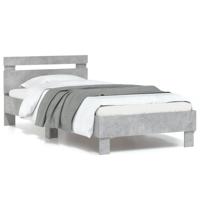 Bedframe met hoofdbord en LED-verlichting betongrijs 90x190 cm
