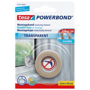 tesa Powerbond® Transparent Innenbereich 19 55743-00001-02 Montagetape tesa Powerbond Transparant (l x b) 1.5 m x 19 mm 1 stuk(s)