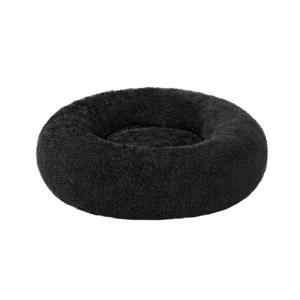 Wasbaar donutvormig hondenbed met zacht pluche, Inktzwart / L 80 x B 80 x H 20 cm