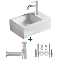 Nemo Spring Sula fonteinset 37x23.5cm zonder overloop inclusief kraan en sifon porselein wit sw10735/sw21230/sw286357/sw290278/sw293043/