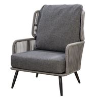 Tsubasa lounge chair alu black/rope dark grey/panther black - Yoi