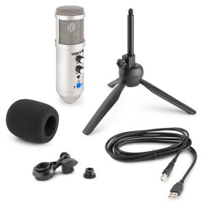 Vonyx CM320S USB studio microfoon met tafelstandaard - Titanium