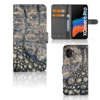 Samsung Galaxy Xcover 6 Pro Telefoonhoesje met Pasjes Krokodillenprint