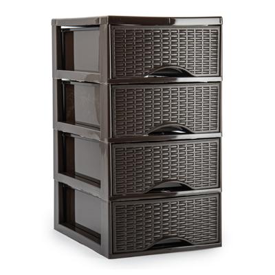 Ladeblokje/bureau organizer - 4 lades - bruin - L24 x B18 x H34 cm - plastic