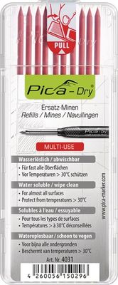 Pica Vullingen-set | 10x rood | vochtig afneembaar 10 stiften/set | 1 stuk - 4031 - 4031