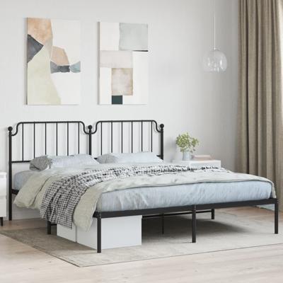 Bedframe met hoofdbord metaal zwart 180x200 cm