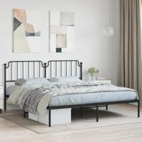 Bedframe met hoofdbord metaal zwart 180x200 cm
