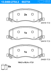 Remblokkenset, schijfrem ATE, u.a. fÃ¼r Saab, Vauxhall, Opel