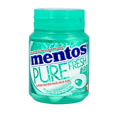 Mentos Gum pure wintergreen pot 30 Stuks Mentos Gum pure wintergreen pot 30 Stuks