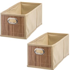 6x stuks opbergmand/kastmand 6.5 liter beige linnen/bamboe 15 x 14 x 31 cm