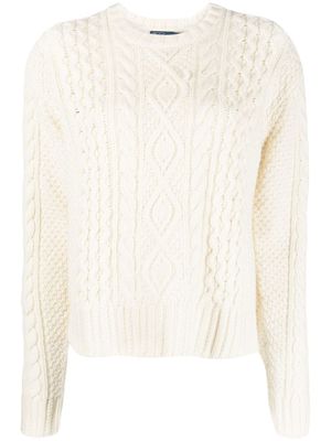 Polo Ralph Lauren pull en maille torsadée - Blanc