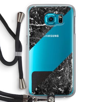 Zwart marmer: Samsung Galaxy S6 Transparant Hoesje met koord