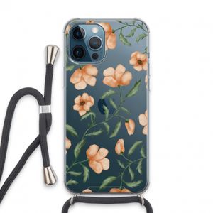 Peachy flowers: iPhone 13 Pro Max Transparant Hoesje met koord