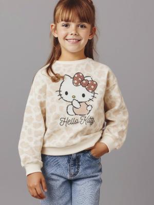 HELLO KITTY® sweater met luipaardprint voor meisjes ecru