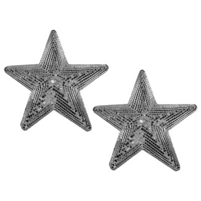 Discobal in ster vorm - 2x - 25 x 25 cm - versiering - zilver spiegel glitters - discobollen