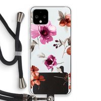Geschilderde bloemen: Pixel 4 Transparant Hoesje met koord