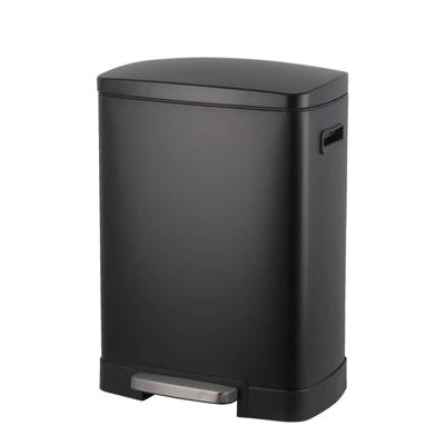 Leen Bakker - Pedaalemmer Duo Paco - - 25 + 15 Liter - 64,5 Cm - Metaal - Zwart - 47.5x64.5x39 Cm