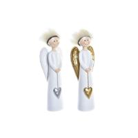 Kerstversiering DKD Home Decor Hars Engel (7,5 x 5 x 21,5 cm) (2 Stuks)
