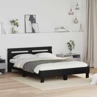 Bedframe met hoofdeinde Zwart Eiken 140 x 200 cm Bewerkt hout