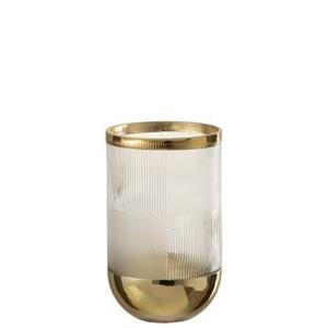 J-Line vaas Cylinder Motief - glas - transparant|goud - small