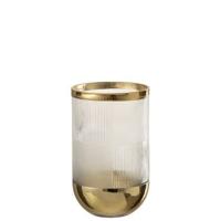 J-Line vaas Cylinder Motief - glas - transparant|goud - small - thumbnail