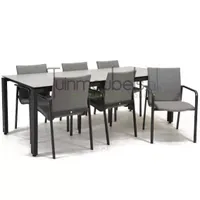 Tuinstoel Anzio dining Light Antracite met GOA HPL 220 cm licht grijs Tuinstoel Anzio dining Light Antracite met GOA HPL 220 cm licht grijs