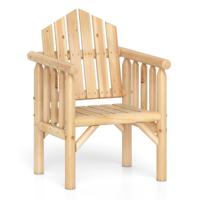 Buiten Houten Armleuningstoel Houten Patio Eetstoel met Armleuningen en Hellende Hoge Rugleuning Natuur