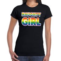 Naughty girl gay pride t-shirt zwart voor dames - thumbnail