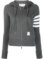 Thom Browne hoodie zippé à détail 4 bandes signature - Gris