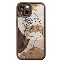 iPhone 15 siliconen case - Abstract gezicht bruin
