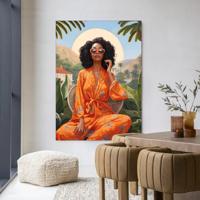 Urban Cotton Wandkleed 'Mia' 110 x 145cm in Frame - black