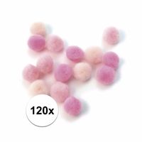 120x roze knutsel pompons 15 mm