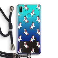 Eenhoorns overal: Huawei P Smart (2019) Transparant Hoesje met koord