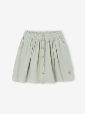 Kleurrijke rok van katoenen gaas voor meisjes saliegroen