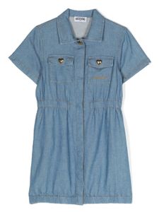 Moschino Kids robe à logo brodé - Bleu