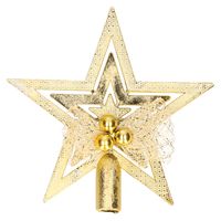 Mini Kerstboom piek goud 14 cm met glitters - Kleine kerstpieken   -