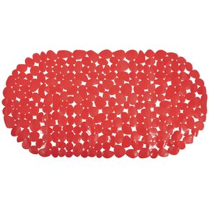 Douche/bad anti-slip mat badkamer - pvc - rood - 39 x 99 cm - ovaal