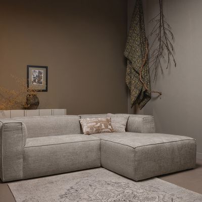 WOOOD Loungebank 'Bean' Rechts, Grove Melange, kleur Travertin