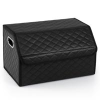 Met Leer Beklede Opbergbak voor Laarzen met Deksel Opvouwbare Opbergdoos Geschikt voor SUV's Kamperen Zwart