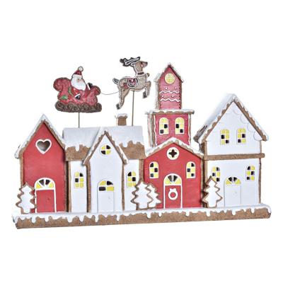 Kerstversiering DKD Home Decor Huis Wit Rood Hars 41 x 7,5 x 27 cm