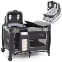 5-in-1 Reisbedje voor Baby's Opvouwbaar Babybedje met Aankleedtafel Babybox met Opbergmand & Draagtas Grijs