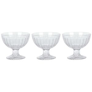 IJcoupes/ijs serveer schaaltjes - set 3x stuks - bewerkt glas - 200 ml