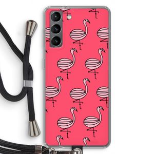 Flamingo: Samsung Galaxy S21 Transparant Hoesje met koord